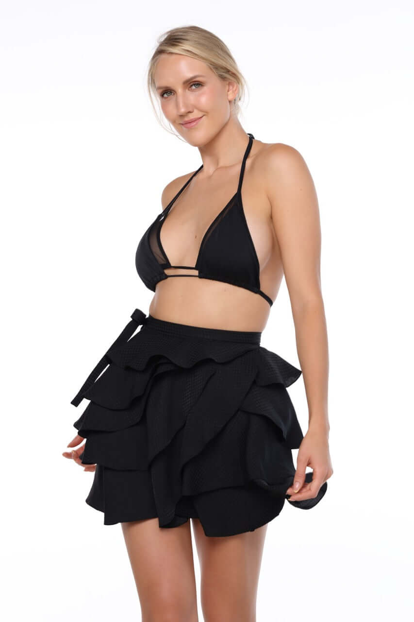 Skirt mini black slow beachwear model