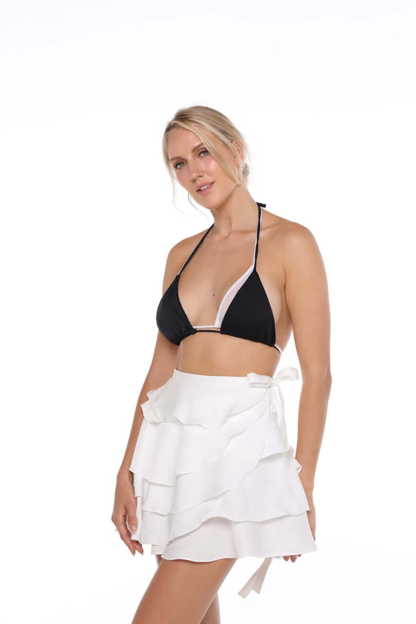 Skirt mini white slowbeachwear front