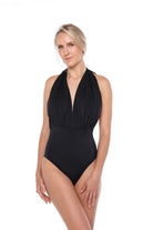 Swimsuit gili black slow beachwear front