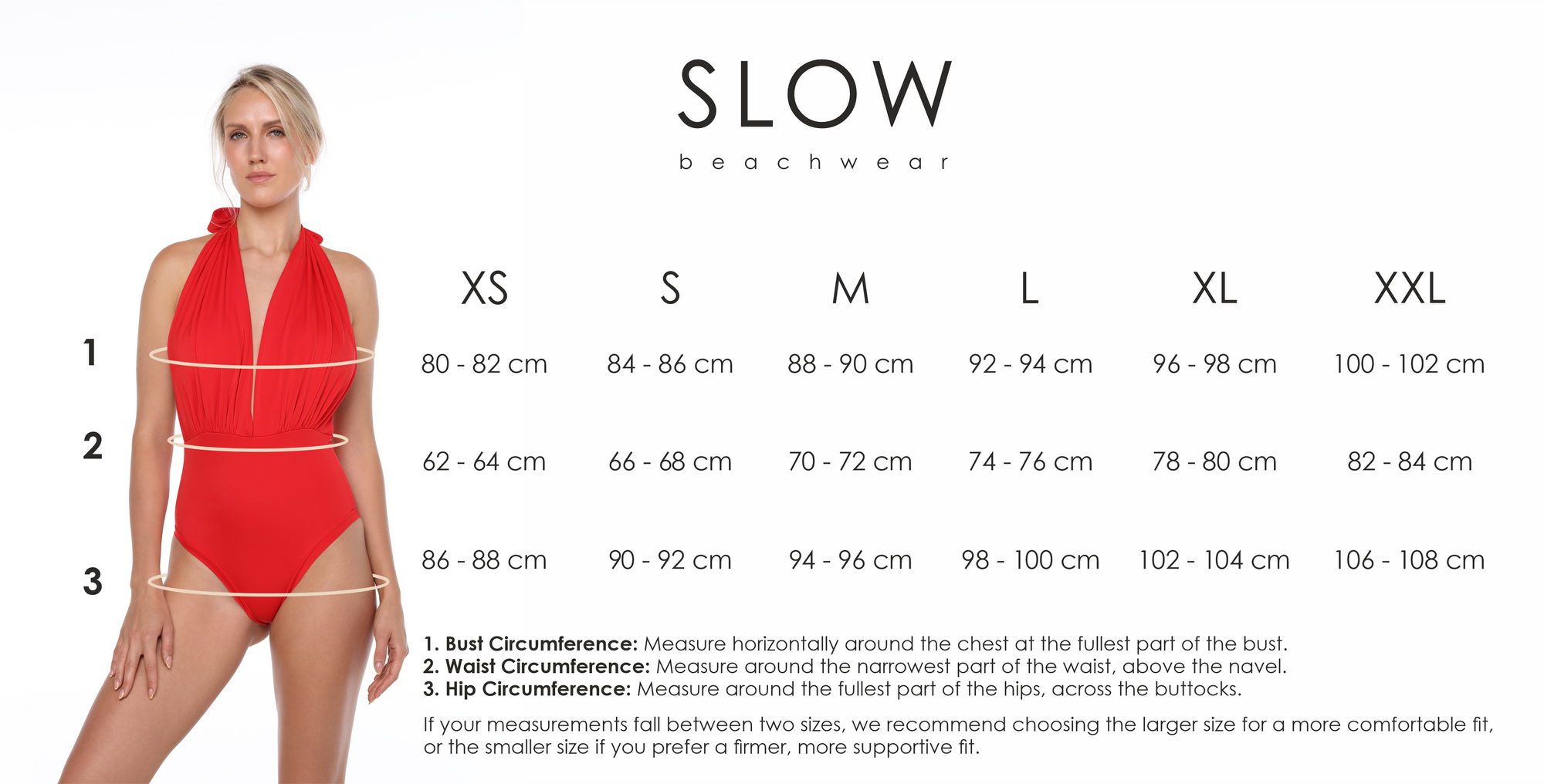 Size chart in English